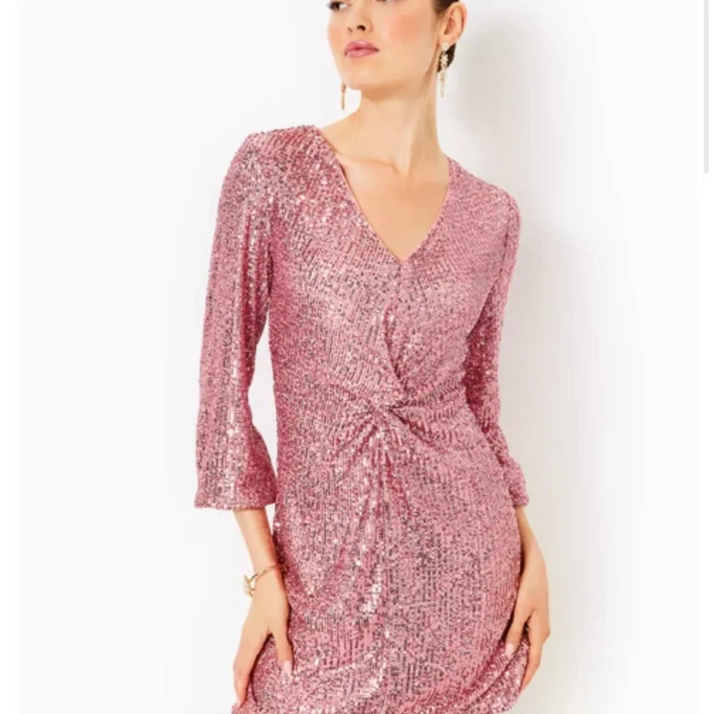 Lilly Pulitzer Estrella Conch shell Pink Sequin Dress - Picture 2 of 7